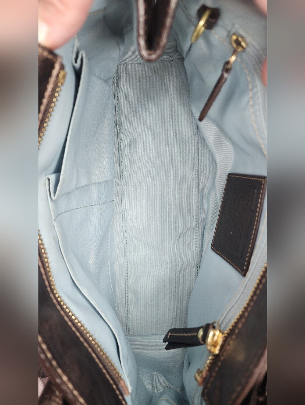 Coach Madeline Multi-Pocket Metallic Bronze Leather Satchel with Gold Hardware - Picture 12 of 16